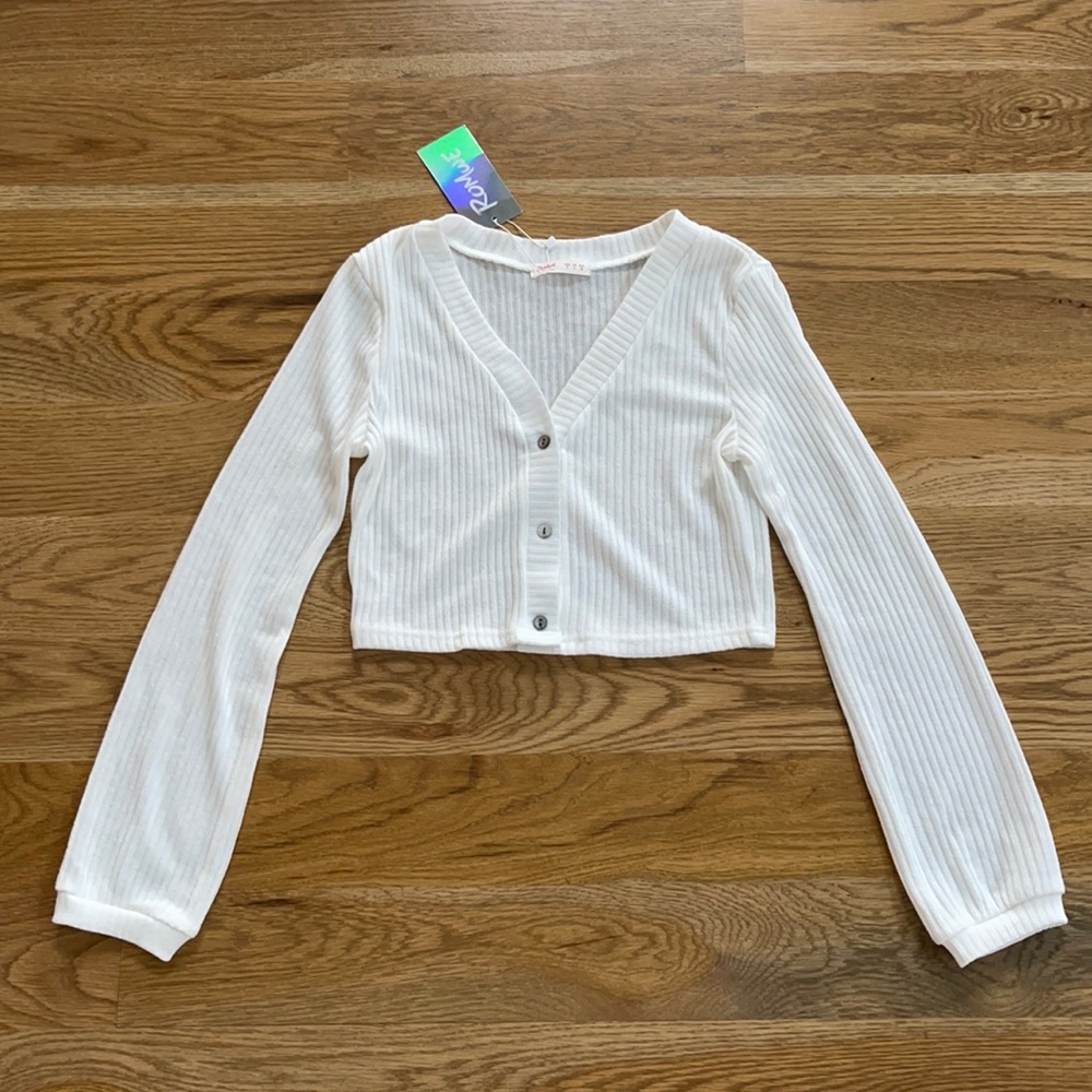 White button up long sleeve top